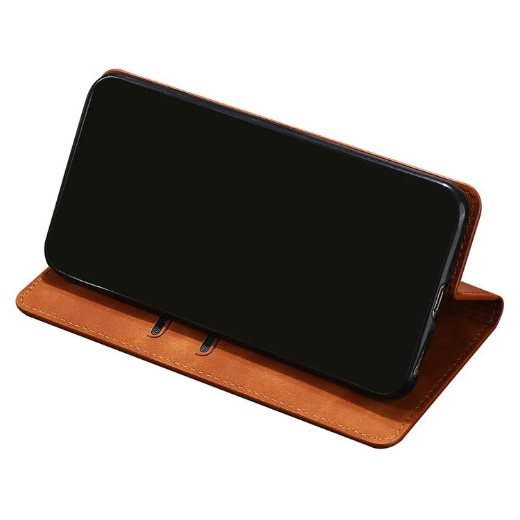 For Honor X30/X9 5G/Magic 4 Lite 5G Auto-absorbed Magnetic Shockproof Skin-touch Feeling Case PU Leather Stand Anti-scratch Mobile Phone Cover - Light Brown