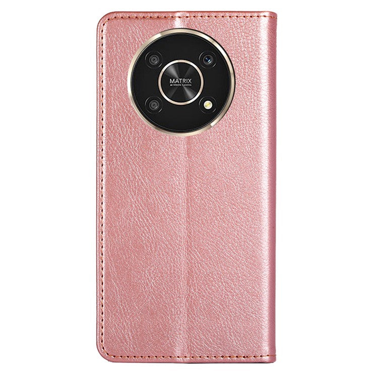 For Honor X30/X9 5G/Magic 4 Lite 5G Auto Magnetic Closed Anti-scratch Anti-fall Cover PU Leather + TPU Well-protected Wallet Stand Phone Shell Case - Rose Gold