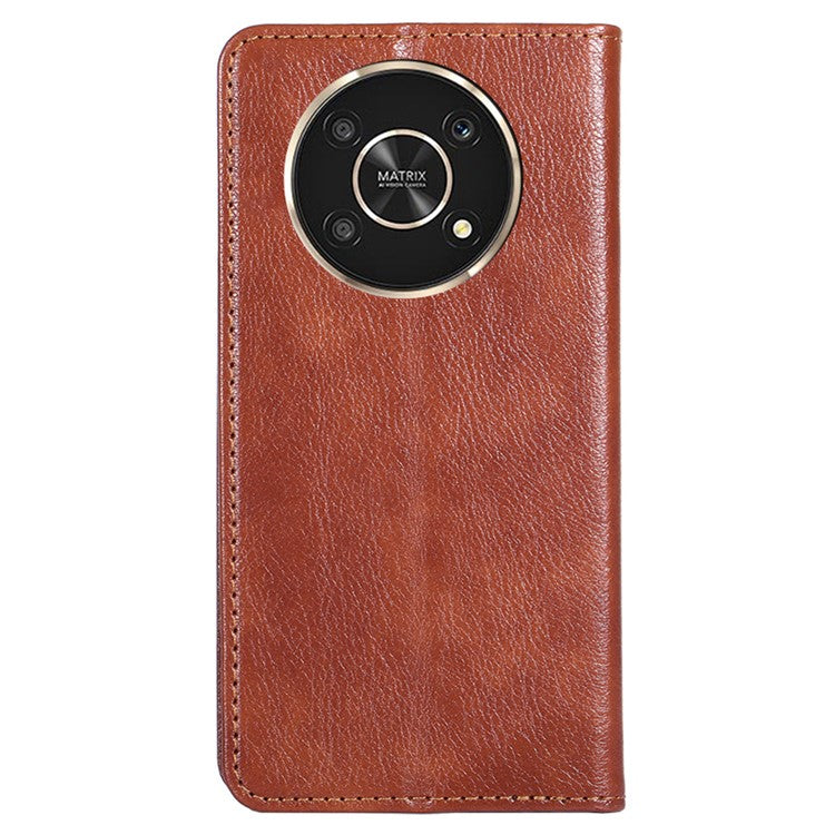 For Honor X30/X9 5G/Magic 4 Lite 5G Auto Magnetic Closed Anti-scratch Anti-fall Cover PU Leather + TPU Well-protected Wallet Stand Phone Shell Case - Brown