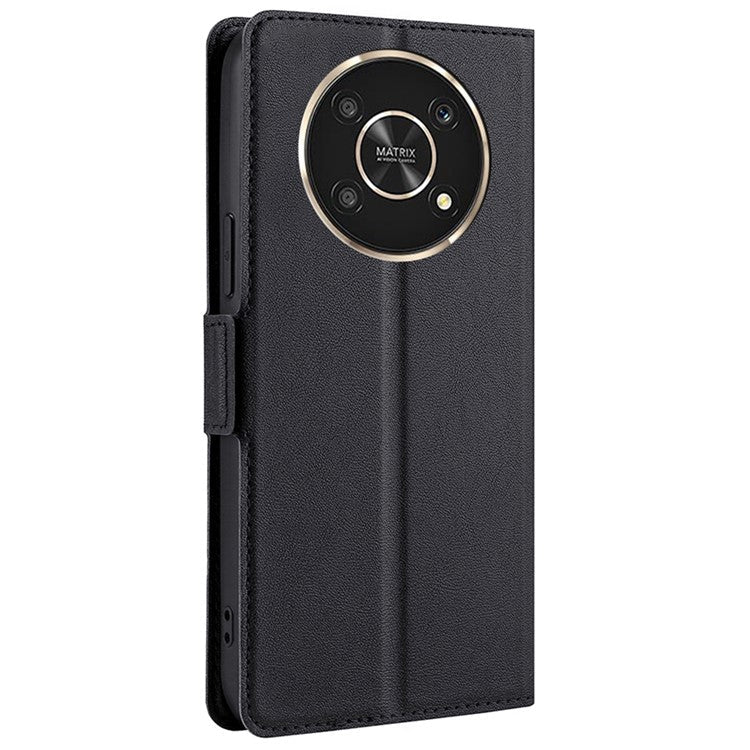 Ultra-thin Card Holder Leather Case for Honor X30/X9 5G/Magic 4 Lite 5G, Side Double Magnetic Clasp Stand Phone Cover - Black