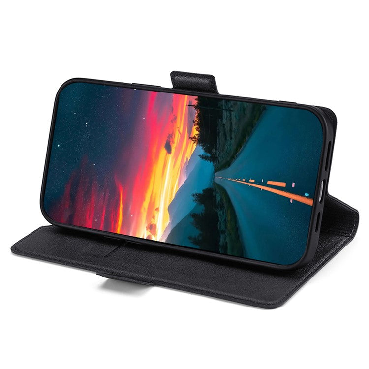 Ultra-thin Card Holder Leather Case for Honor X30/X9 5G/Magic 4 Lite 5G, Side Double Magnetic Clasp Stand Phone Cover - Black