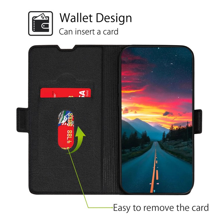 Ultra-thin Card Holder Leather Case for Honor X30/X9 5G/Magic 4 Lite 5G, Side Double Magnetic Clasp Stand Phone Cover - Black