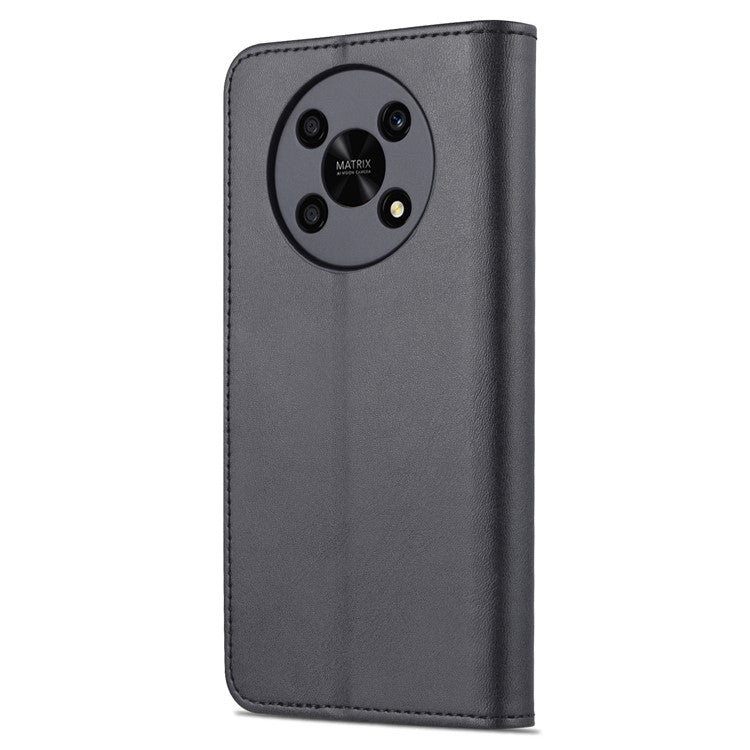AZNS PU Leather Phone Case for Honor X30 / X9 5G / Magic 4 Lite 5G Supporting Stand Anti-dust Shockproof Phone Cover Wallet - Black