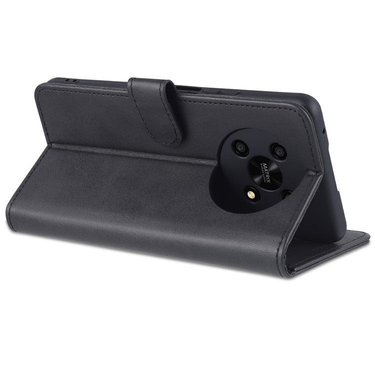 AZNS PU Leather Phone Case for Honor X30 / X9 5G / Magic 4 Lite 5G Supporting Stand Anti-dust Shockproof Phone Cover Wallet - Black
