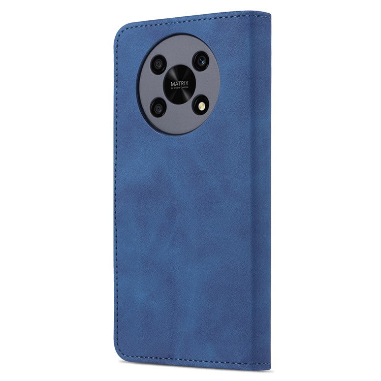 AZNS PU Leather Phone Case for Honor X30 / X9 5G / Magic 4 Lite 5G Supporting Stand Anti-dust Shockproof Phone Cover Wallet - Blue