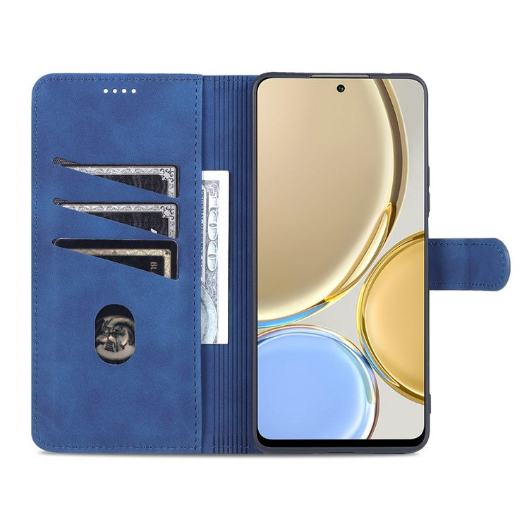 AZNS PU Leather Phone Case for Honor X30 / X9 5G / Magic 4 Lite 5G Supporting Stand Anti-dust Shockproof Phone Cover Wallet - Blue