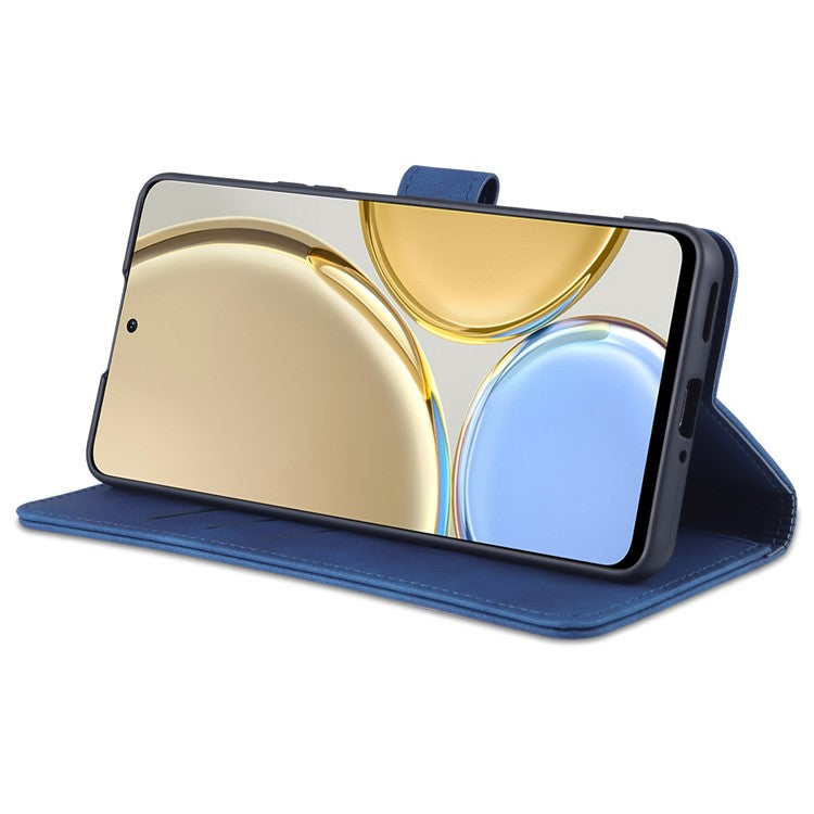 AZNS PU Leather Phone Case for Honor X30 / X9 5G / Magic 4 Lite 5G Supporting Stand Anti-dust Shockproof Phone Cover Wallet - Blue