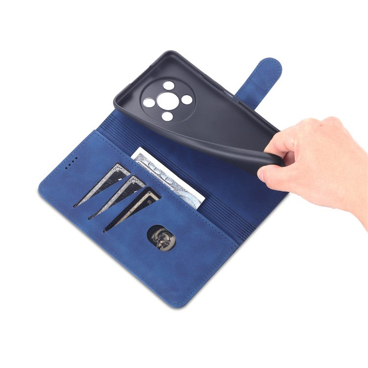 AZNS PU Leather Phone Case for Honor X30 / X9 5G / Magic 4 Lite 5G Supporting Stand Anti-dust Shockproof Phone Cover Wallet - Blue