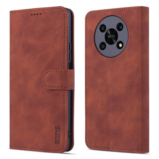 AZNS PU Leather Phone Case for Honor X30 / X9 5G / Magic 4 Lite 5G Supporting Stand Anti-dust Shockproof Phone Cover Wallet - Brown