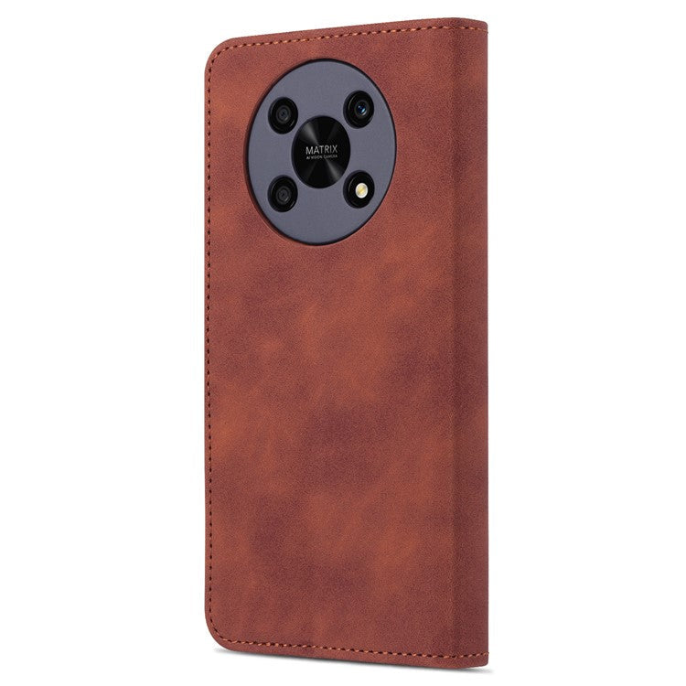 AZNS PU Leather Phone Case for Honor X30 / X9 5G / Magic 4 Lite 5G Supporting Stand Anti-dust Shockproof Phone Cover Wallet - Brown
