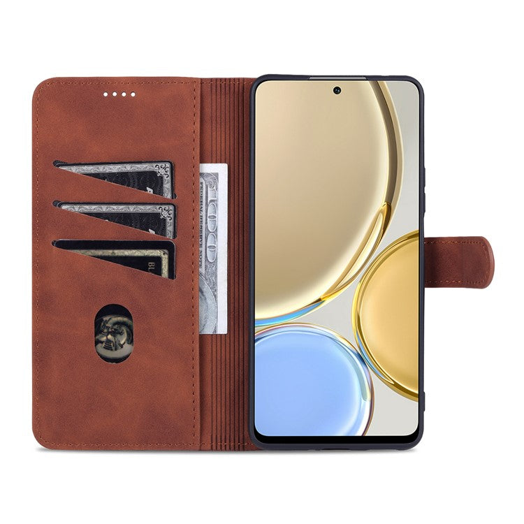 AZNS PU Leather Phone Case for Honor X30 / X9 5G / Magic 4 Lite 5G Supporting Stand Anti-dust Shockproof Phone Cover Wallet - Brown