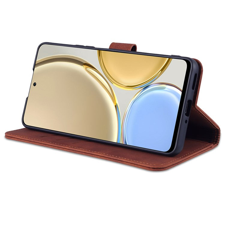AZNS PU Leather Phone Case for Honor X30 / X9 5G / Magic 4 Lite 5G Supporting Stand Anti-dust Shockproof Phone Cover Wallet - Brown
