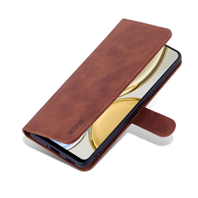 AZNS PU Leather Phone Case for Honor X30 / X9 5G / Magic 4 Lite 5G Supporting Stand Anti-dust Shockproof Phone Cover Wallet - Brown