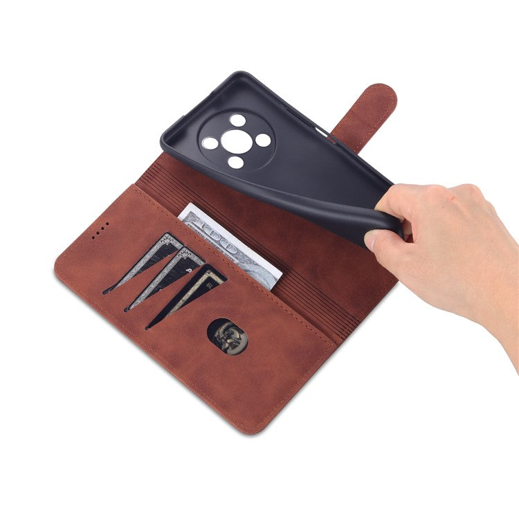 AZNS PU Leather Phone Case for Honor X30 / X9 5G / Magic 4 Lite 5G Supporting Stand Anti-dust Shockproof Phone Cover Wallet - Brown