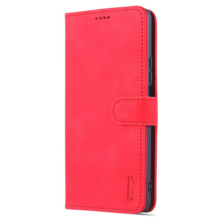 AZNS PU Leather Phone Case for Honor X30 / X9 5G / Magic 4 Lite 5G Supporting Stand Anti-dust Shockproof Phone Cover Wallet - Red