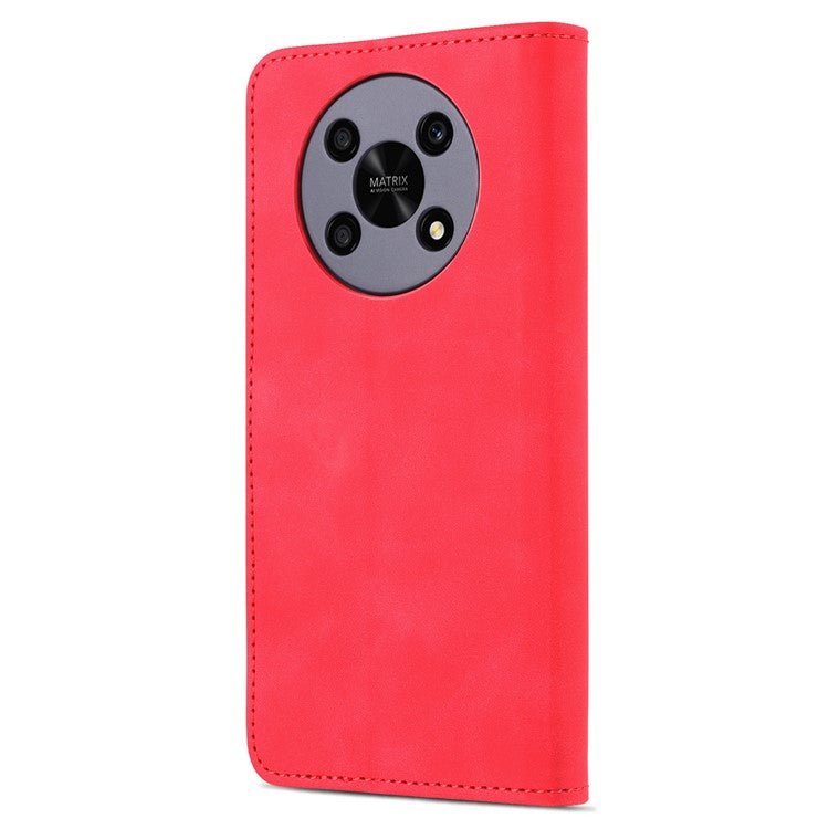 AZNS PU Leather Phone Case for Honor X30 / X9 5G / Magic 4 Lite 5G Supporting Stand Anti-dust Shockproof Phone Cover Wallet - Red