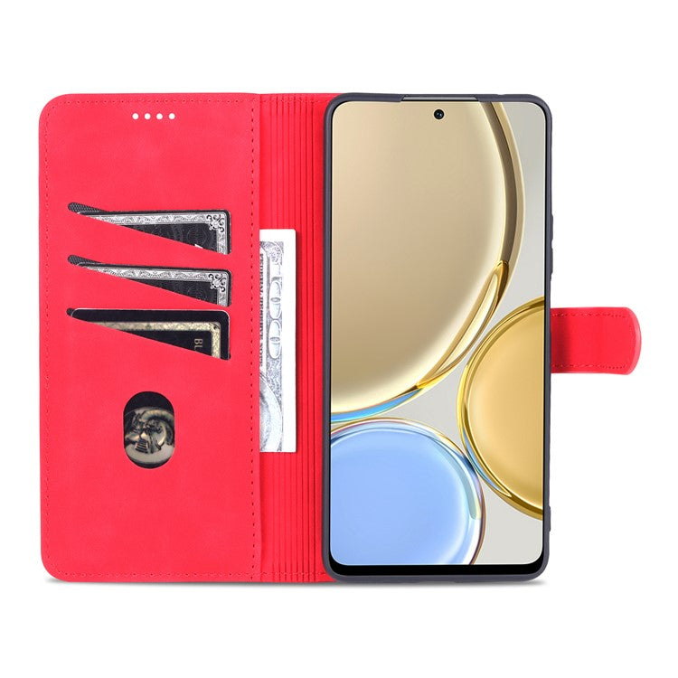AZNS PU Leather Phone Case for Honor X30 / X9 5G / Magic 4 Lite 5G Supporting Stand Anti-dust Shockproof Phone Cover Wallet - Red