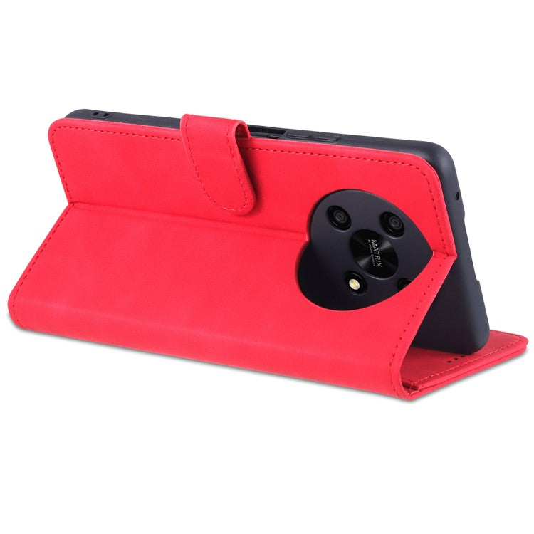 AZNS PU Leather Phone Case for Honor X30 / X9 5G / Magic 4 Lite 5G Supporting Stand Anti-dust Shockproof Phone Cover Wallet - Red