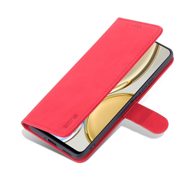 AZNS PU Leather Phone Case for Honor X30 / X9 5G / Magic 4 Lite 5G Supporting Stand Anti-dust Shockproof Phone Cover Wallet - Red