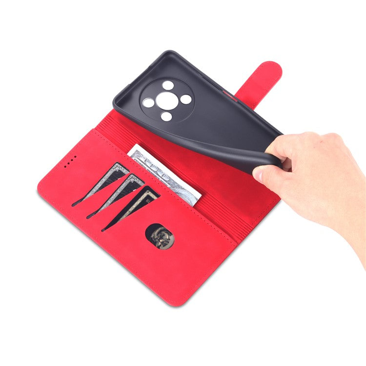 AZNS PU Leather Phone Case for Honor X30 / X9 5G / Magic 4 Lite 5G Supporting Stand Anti-dust Shockproof Phone Cover Wallet - Red