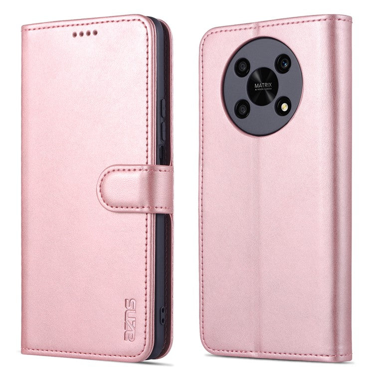 AZNS PU Leather Phone Case for Honor X30 / X9 5G / Magic 4 Lite 5G Supporting Stand Anti-dust Shockproof Phone Cover Wallet - Rose Gold