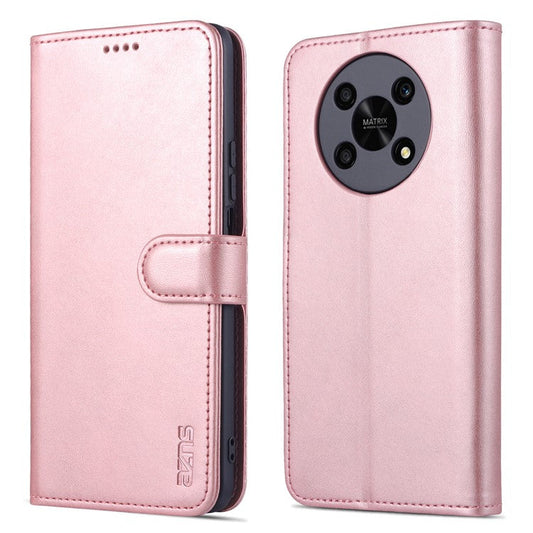 AZNS PU Leather Phone Case for Honor X30 / X9 5G / Magic 4 Lite 5G Supporting Stand Anti-dust Shockproof Phone Cover Wallet - Rose Gold