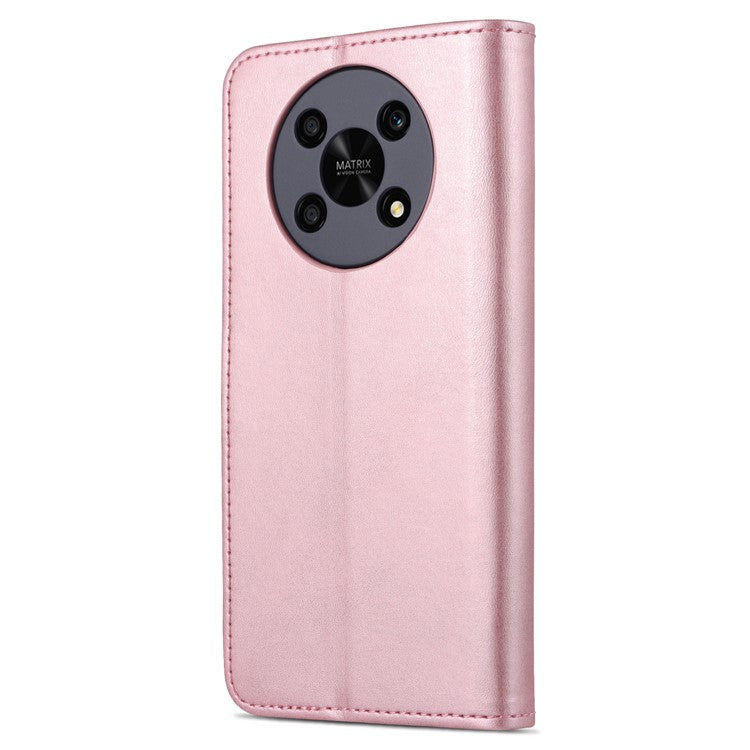 AZNS PU Leather Phone Case for Honor X30 / X9 5G / Magic 4 Lite 5G Supporting Stand Anti-dust Shockproof Phone Cover Wallet - Rose Gold