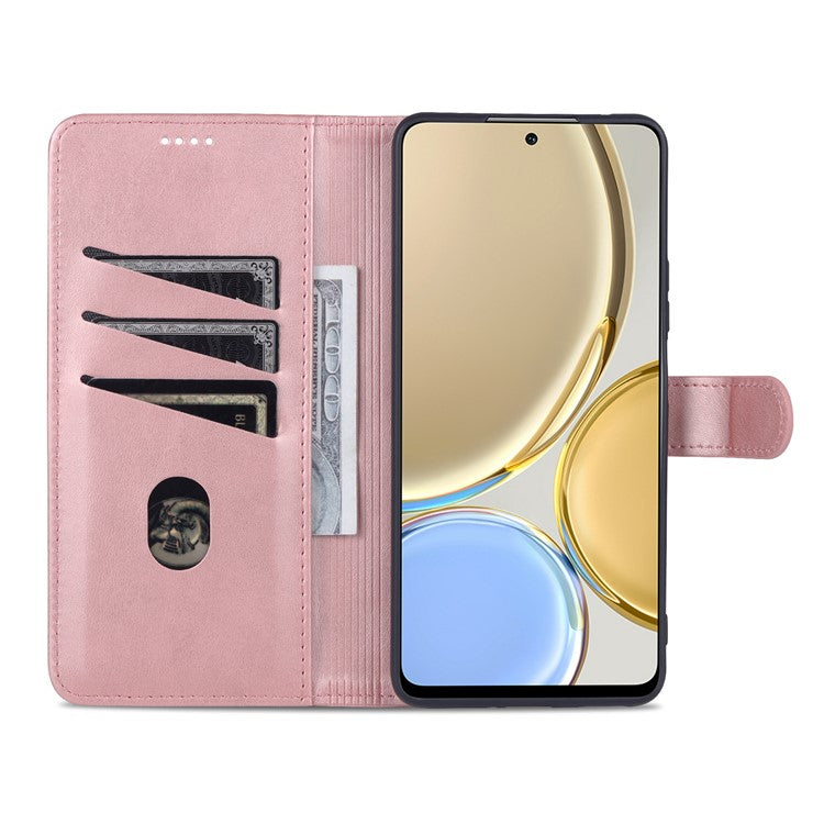 AZNS PU Leather Phone Case for Honor X30 / X9 5G / Magic 4 Lite 5G Supporting Stand Anti-dust Shockproof Phone Cover Wallet - Rose Gold