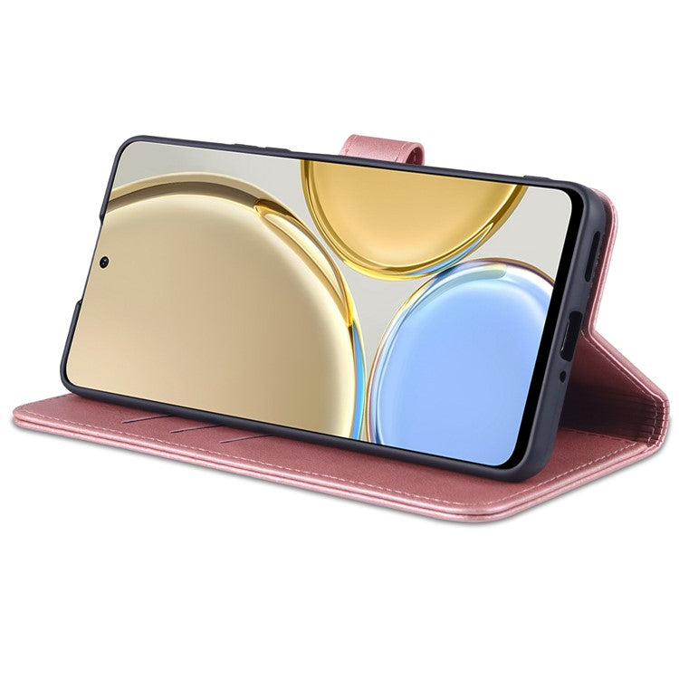 AZNS PU Leather Phone Case for Honor X30 / X9 5G / Magic 4 Lite 5G Supporting Stand Anti-dust Shockproof Phone Cover Wallet - Rose Gold