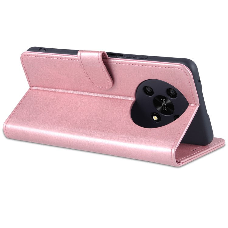 AZNS PU Leather Phone Case for Honor X30 / X9 5G / Magic 4 Lite 5G Supporting Stand Anti-dust Shockproof Phone Cover Wallet - Rose Gold