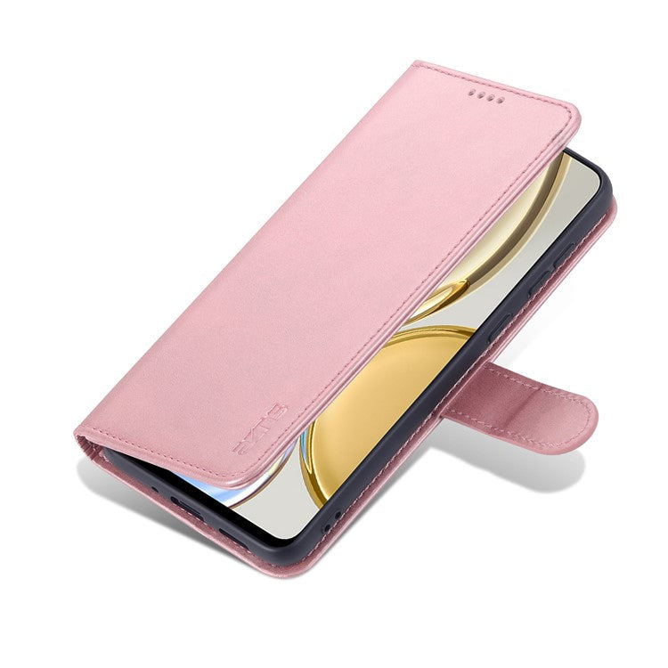 AZNS PU Leather Phone Case for Honor X30 / X9 5G / Magic 4 Lite 5G Supporting Stand Anti-dust Shockproof Phone Cover Wallet - Rose Gold