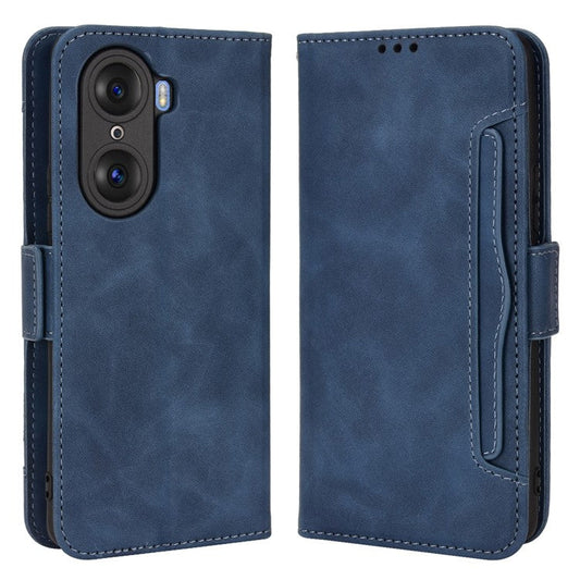 For Honor 60 Multiple Card Slots Smartphone Case Wallet Stand PU Leather Magnetic Flip Phone Cover - Blue
