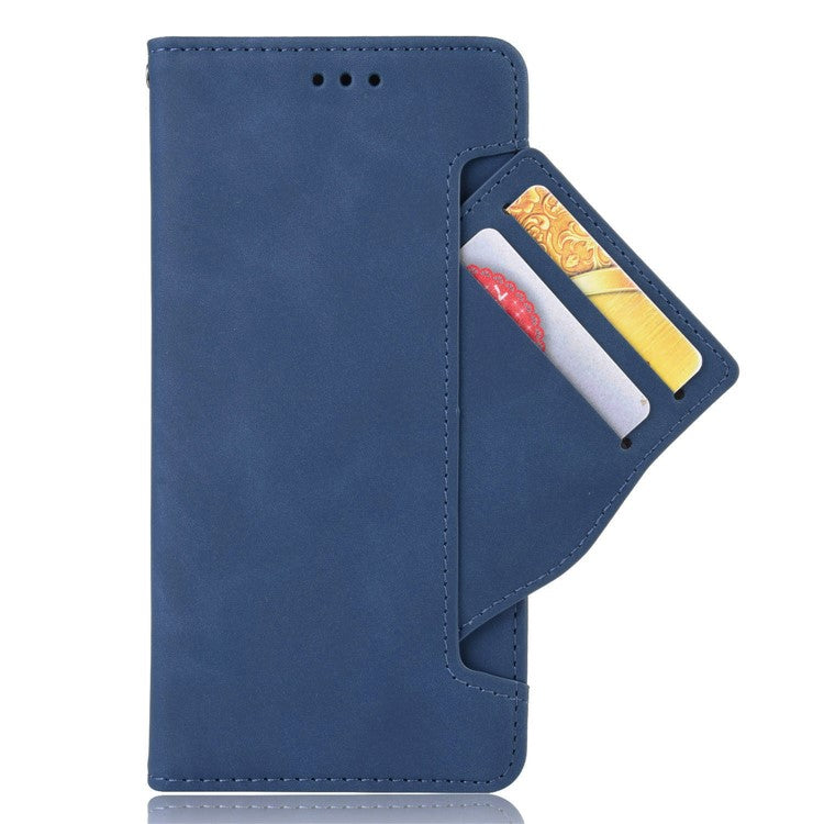 For Honor 60 Multiple Card Slots Smartphone Case Wallet Stand PU Leather Magnetic Flip Phone Cover - Blue