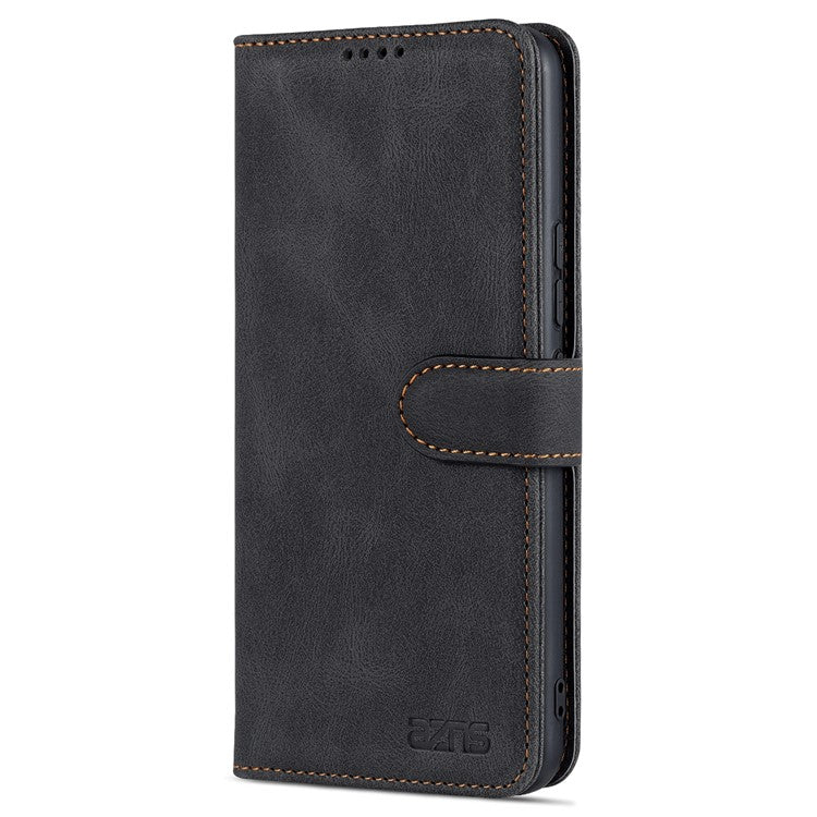 AZNS PU Leather Phone Cse for Honor 60 Wallet Folding Stand Magnetic Shockproof Flip Cover - Black