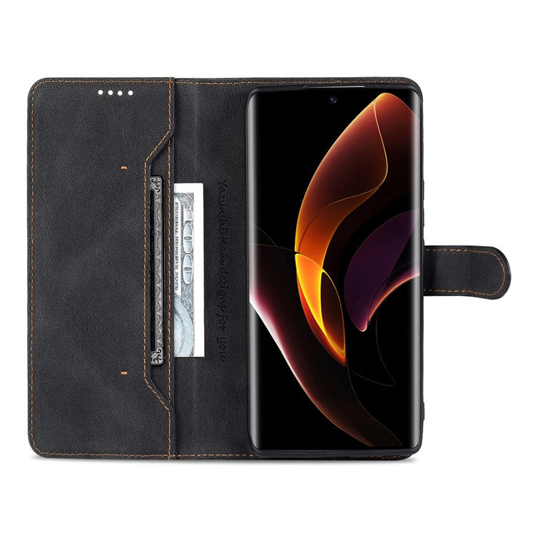 AZNS PU Leather Phone Cse for Honor 60 Wallet Folding Stand Magnetic Shockproof Flip Cover - Black