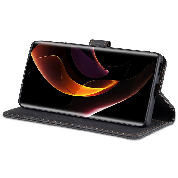 AZNS PU Leather Phone Cse for Honor 60 Wallet Folding Stand Magnetic Shockproof Flip Cover - Black