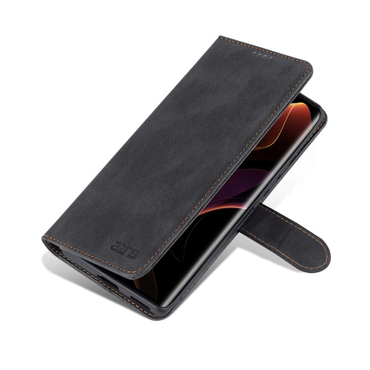 AZNS PU Leather Phone Cse for Honor 60 Wallet Folding Stand Magnetic Shockproof Flip Cover - Black