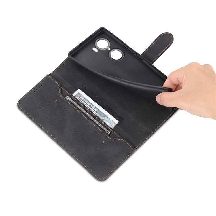AZNS PU Leather Phone Cse for Honor 60 Wallet Folding Stand Magnetic Shockproof Flip Cover - Black