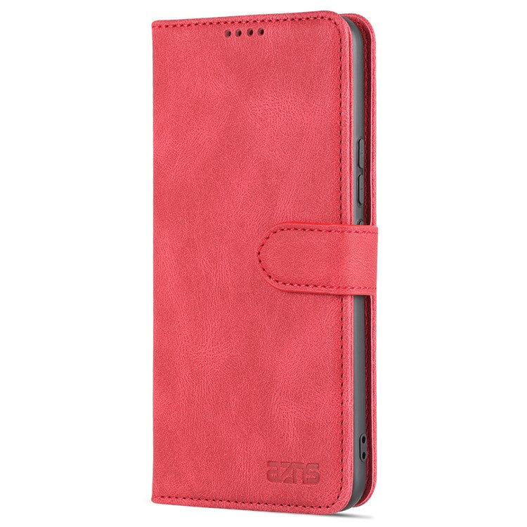 AZNS PU Leather Phone Cse for Honor 60 Wallet Folding Stand Magnetic Shockproof Flip Cover - Red