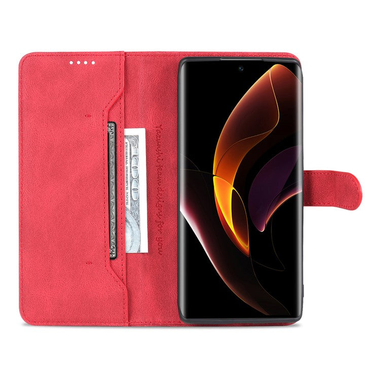 AZNS PU Leather Phone Cse for Honor 60 Wallet Folding Stand Magnetic Shockproof Flip Cover - Red