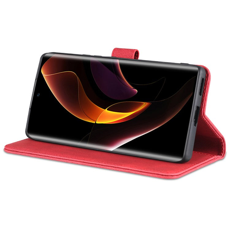 AZNS PU Leather Phone Cse for Honor 60 Wallet Folding Stand Magnetic Shockproof Flip Cover - Red
