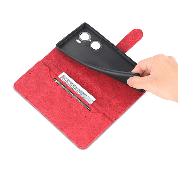 AZNS PU Leather Phone Cse for Honor 60 Wallet Folding Stand Magnetic Shockproof Flip Cover - Red