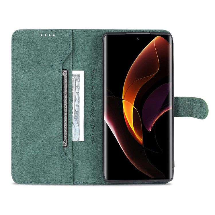 AZNS PU Leather Phone Cse for Honor 60 Wallet Folding Stand Magnetic Shockproof Flip Cover - Green