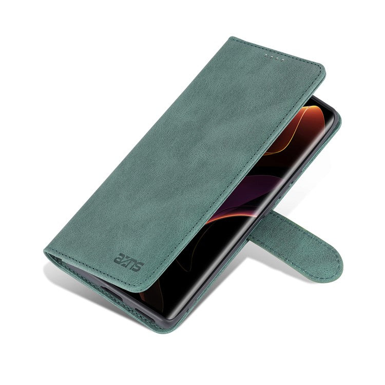 AZNS PU Leather Phone Cse for Honor 60 Wallet Folding Stand Magnetic Shockproof Flip Cover - Green