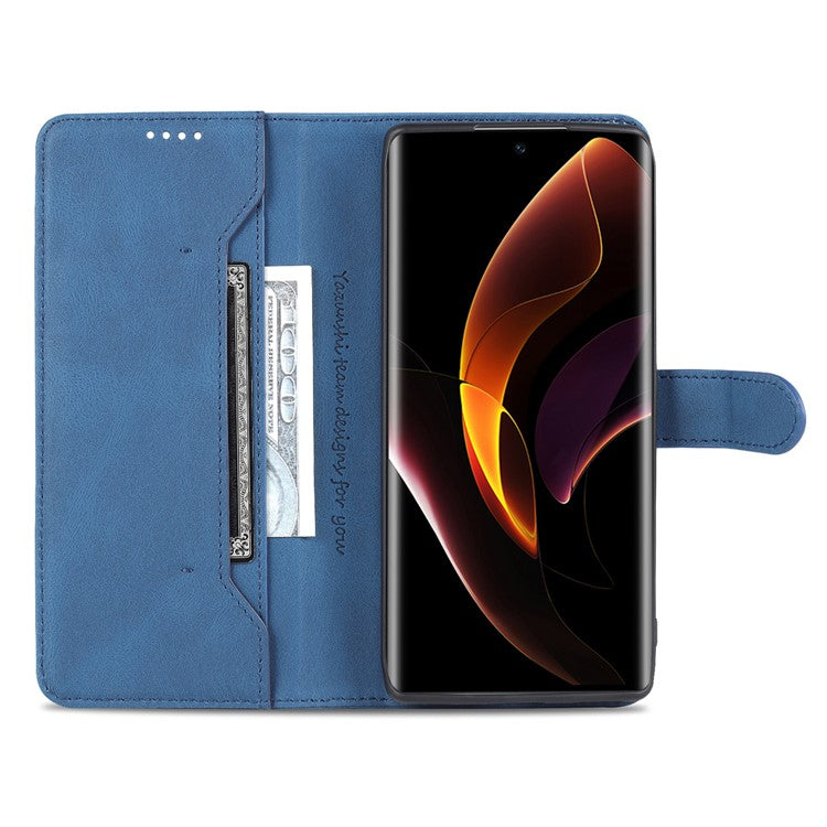 AZNS PU Leather Phone Cse for Honor 60 Wallet Folding Stand Magnetic Shockproof Flip Cover - Blue