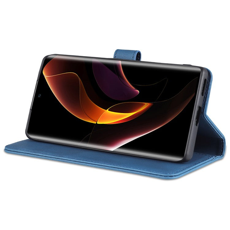 AZNS PU Leather Phone Cse for Honor 60 Wallet Folding Stand Magnetic Shockproof Flip Cover - Blue