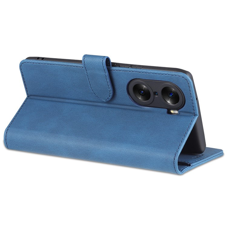 AZNS PU Leather Phone Cse for Honor 60 Wallet Folding Stand Magnetic Shockproof Flip Cover - Blue