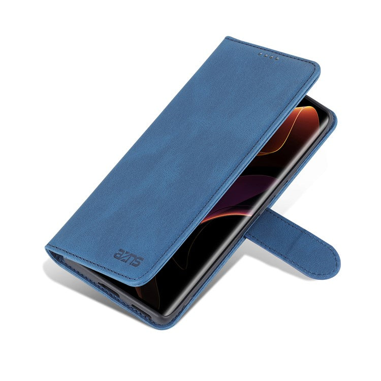 AZNS PU Leather Phone Cse for Honor 60 Wallet Folding Stand Magnetic Shockproof Flip Cover - Blue