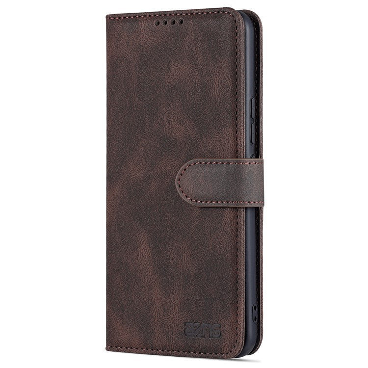 AZNS PU Leather Phone Cse for Honor 60 Wallet Folding Stand Magnetic Shockproof Flip Cover - Brown