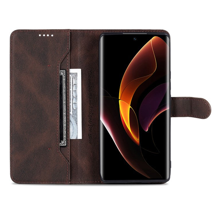 AZNS PU Leather Phone Cse for Honor 60 Wallet Folding Stand Magnetic Shockproof Flip Cover - Brown